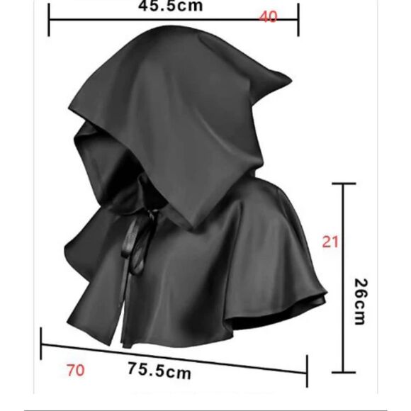 Halloween Grim Cowl Cloak Medieval Hood Hat Cosplay Costumes Hooded Poncho - Picture 2 of 4